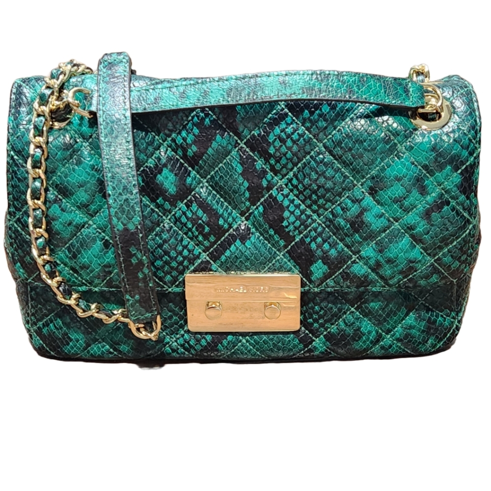 Michael Kors Green Snake Crossbody - Picture 1 of 15
